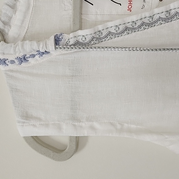 Jonny Was Pete & Greta White 100% Linen Chunky Tassel Boho Drop Waist Dress XS - Picture 6 of 16